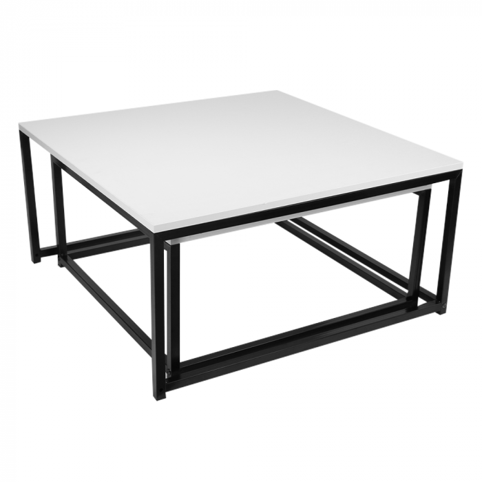 Set de două măsuţe de cafea, alb mat/negru, KASTLER NEW TYP 1 [3]