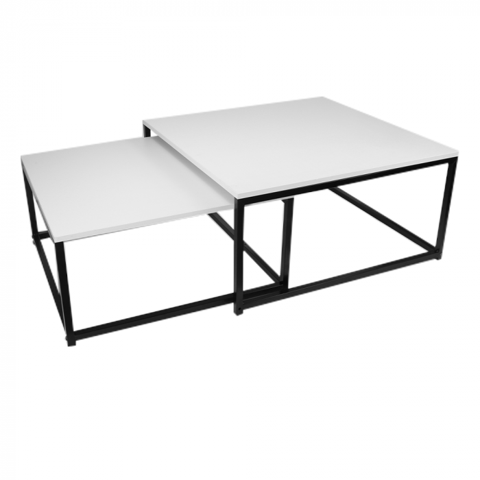 Set de două măsuţe de cafea, alb mat/negru, KASTLER NEW TYP 1 [1]