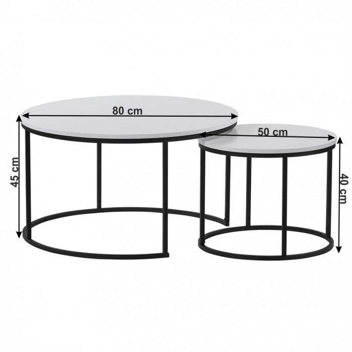 Set de două mese de cafea, alb/negru, IKLIN [4]
