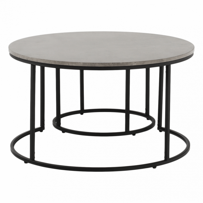 Set de două mese de cafea, beton / negru, IKLIN [11]