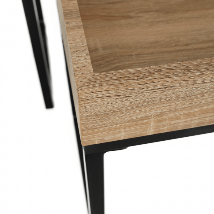 Set de două mese de cafea, stejar / negru, DAGOR [4]