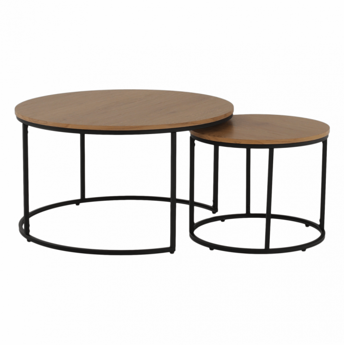 Set de două mese de cafea, stejar / negru, IKLIN [17]
