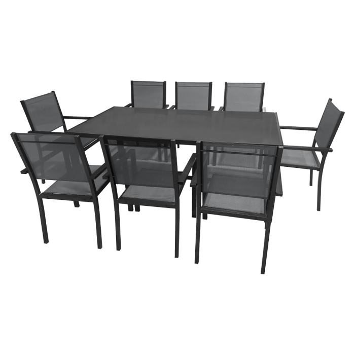 Set de grădină din 9 piese, gri/negru, aluminiu, KESIOS [3]