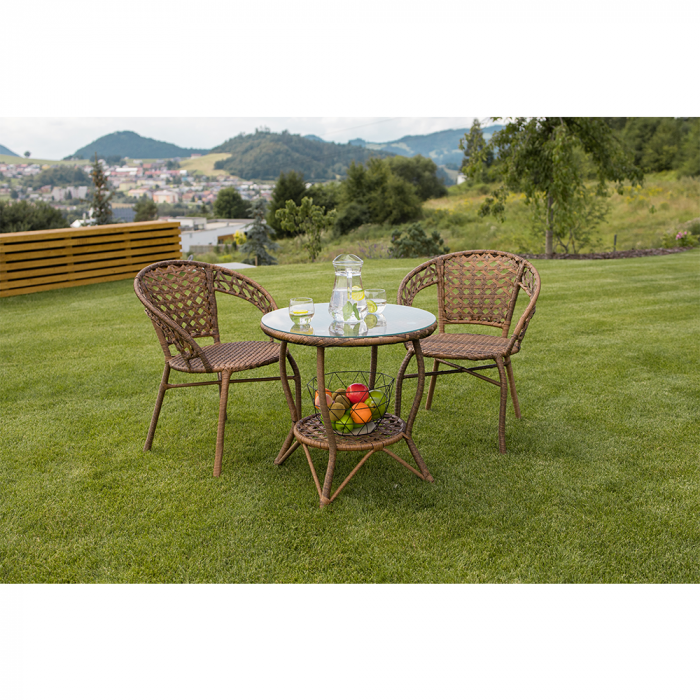 Set de grădină din rattan  1 + 2, maro, JARUB [30]