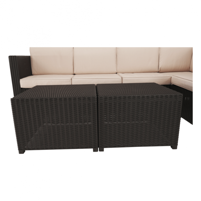 Set de grădină din rattan, 3 piese, maro/bej, RODEN [7]