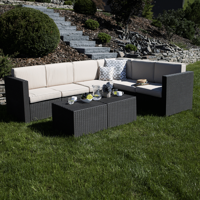 Set de grădină din rattan, 3 piese, maro/bej, RODEN [26]