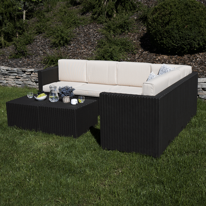 Set de grădină din rattan, 3 piese, maro/bej, RODEN [29]