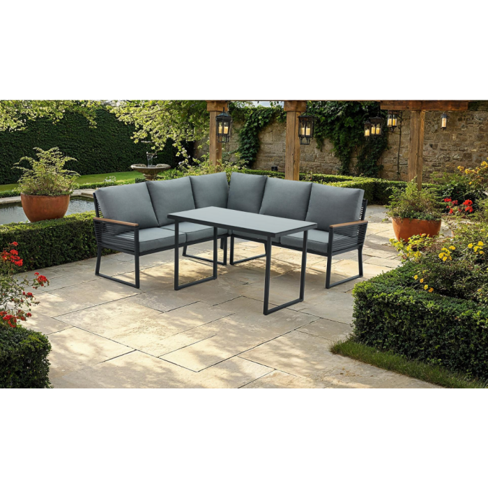 Set de grădină, negru/gri, FARLY [2]