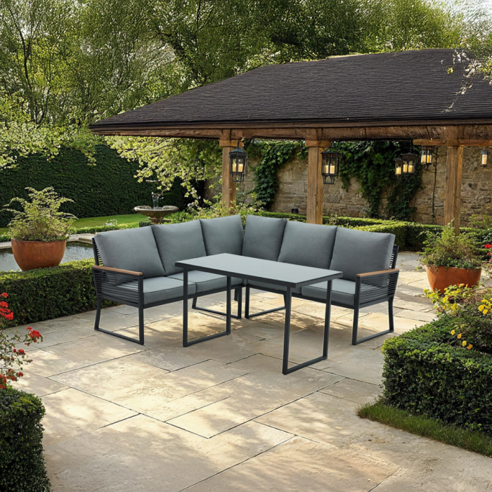 Set de grădină, negru/gri, FARLY [4]