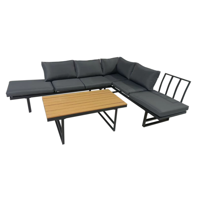 Set de grădină, negru/gri închis/natural, ILARIA [3]