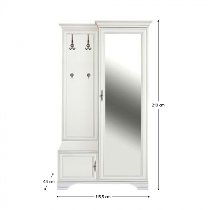 Set cuier de hol, alb alpin, dreapta , oglinda ,stil clasic [2]