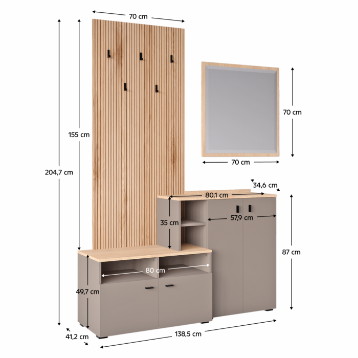 Set de hol, toffee/natural canella strata/cremona torro stejar, EBRAO [8]