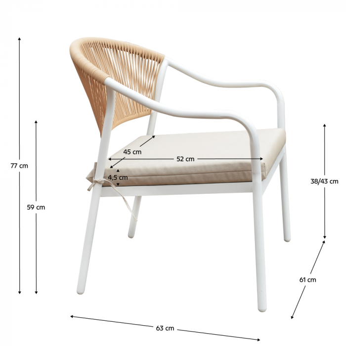 Set de mobilier de grădină din ratan, 4 piese, alb/bej, PALNY [2]
