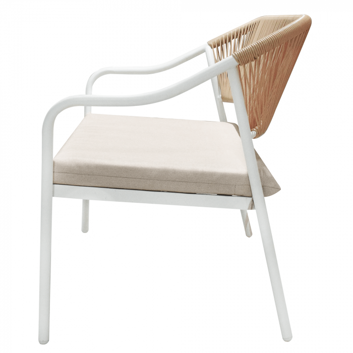 Set de mobilier de grădină din ratan, 4 piese, alb/bej, PALNY [8]