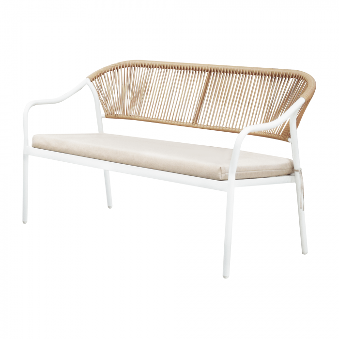 Set de mobilier de grădină din ratan, 4 piese, alb/bej, PALNY [6]