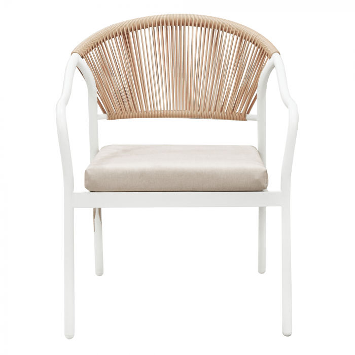 Set de mobilier de grădină din ratan, 4 piese, alb/bej, PALNY [11]