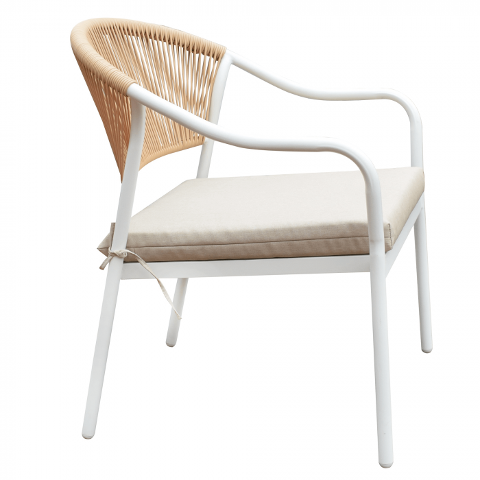 Set de mobilier de grădină din ratan, 4 piese, alb/bej, PALNY [10]
