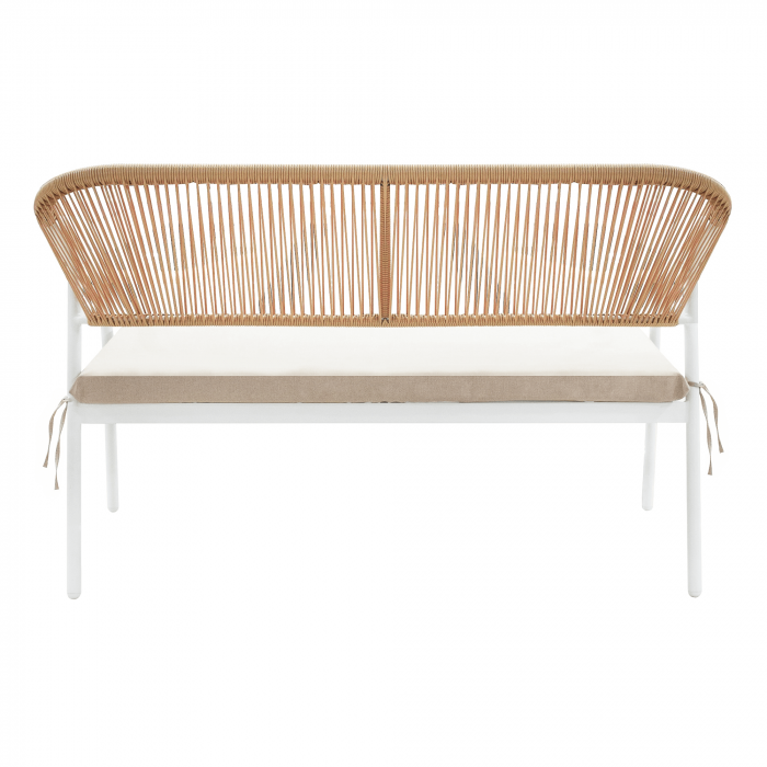 Set de mobilier de grădină din ratan, 4 piese, alb/bej, PALNY [7]