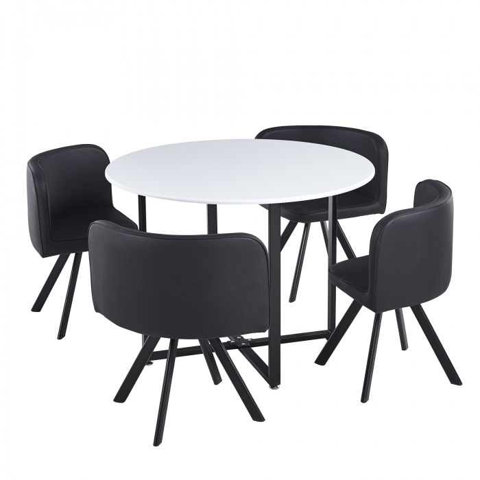 Set de mobilier dining 1+4, alb/negru, BEVAN NEW [1]