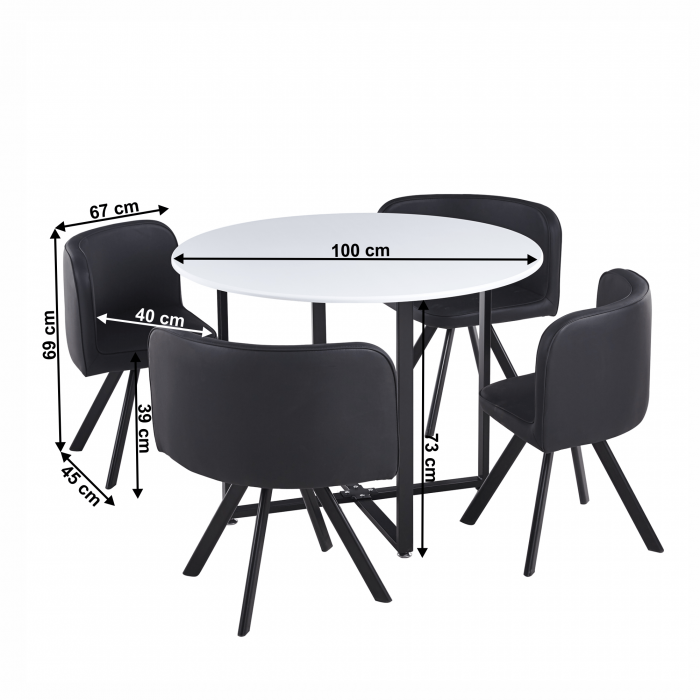 Set de mobilier dining 1+4, alb/negru, BEVAN NEW [4]