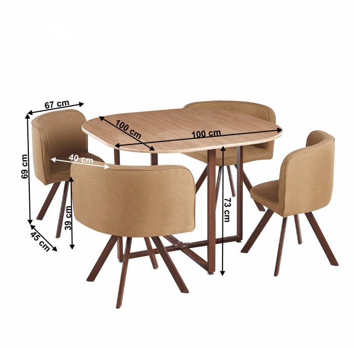 Set de mobilier dining 1+4, maro deschis/natural, BEVIS NEW [3]