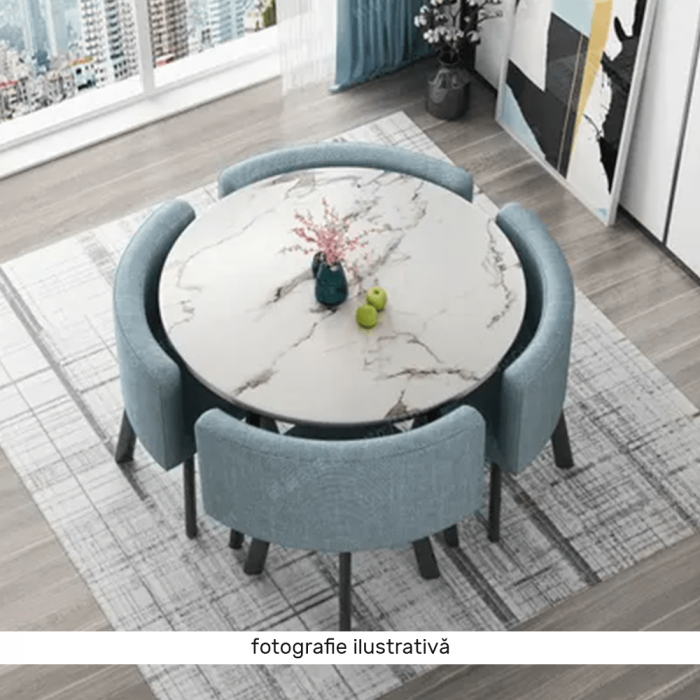 Set de mobilier dining 1+4, negru/gri deschis, BEVAN NEW [3]