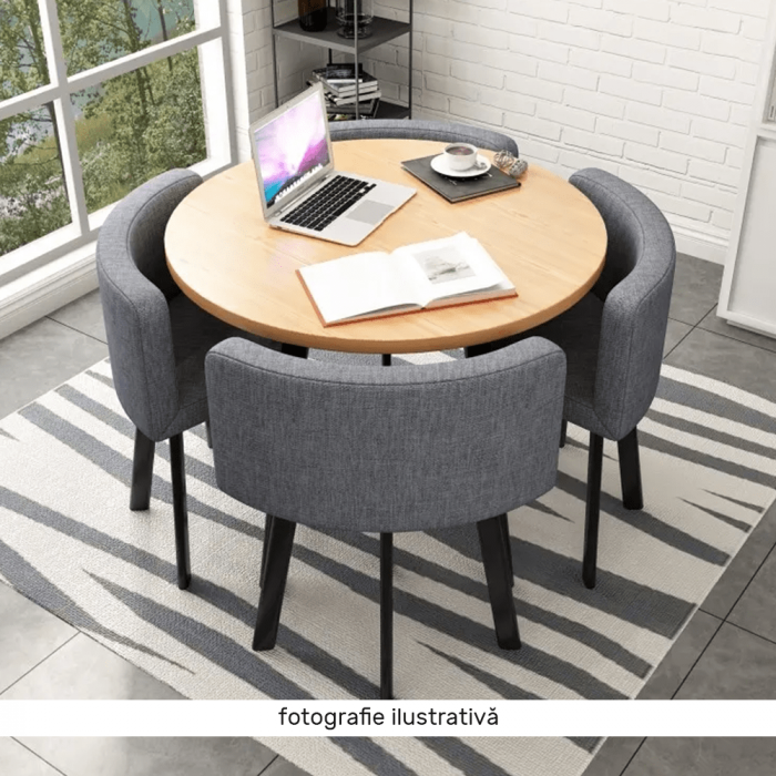 Set de mobilier dining 1+4, negru/gri deschis, BEVAN NEW [2]