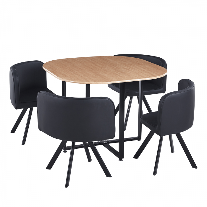Set de mobilier dining 1+4, stejar/negru, BEVIS NEW [1]