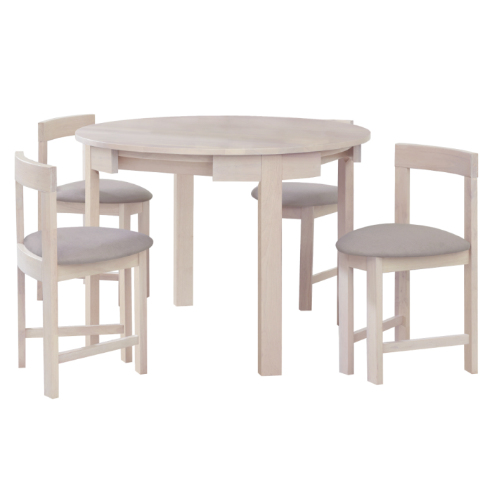 Set de sufragerie 1+4, lemn masiv, alb model lemn /gri-bej, DOMIO [5]