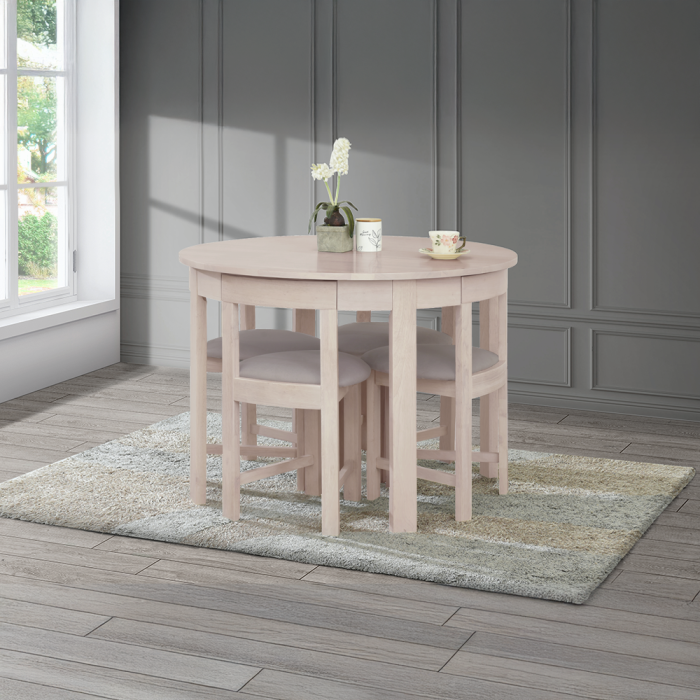 Set de sufragerie 1+4, lemn masiv, alb model lemn /gri-bej, DOMIO [3]