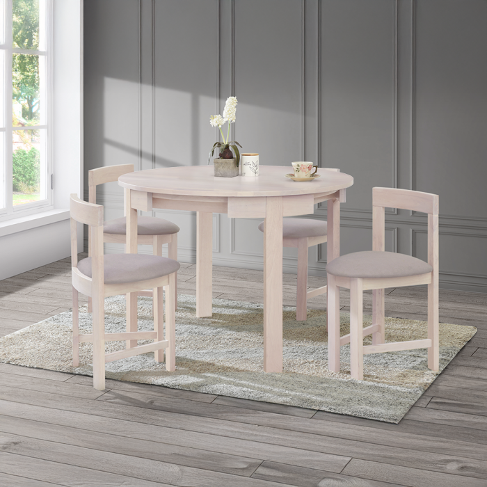 Set de sufragerie 1+4, lemn masiv, alb model lemn /gri-bej, DOMIO [2]