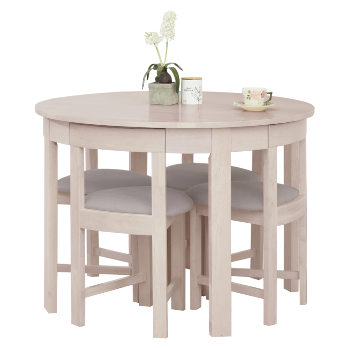 Set de sufragerie 1+4, lemn masiv, alb model lemn /gri-bej, DOMIO [4]