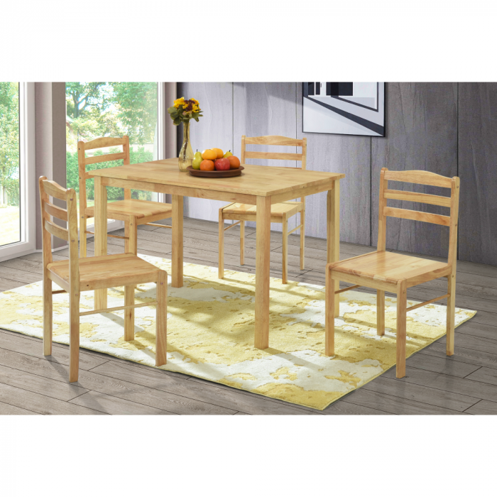 Set de sufragerie 1+4, lemn masiv, natural, LOAK [10]