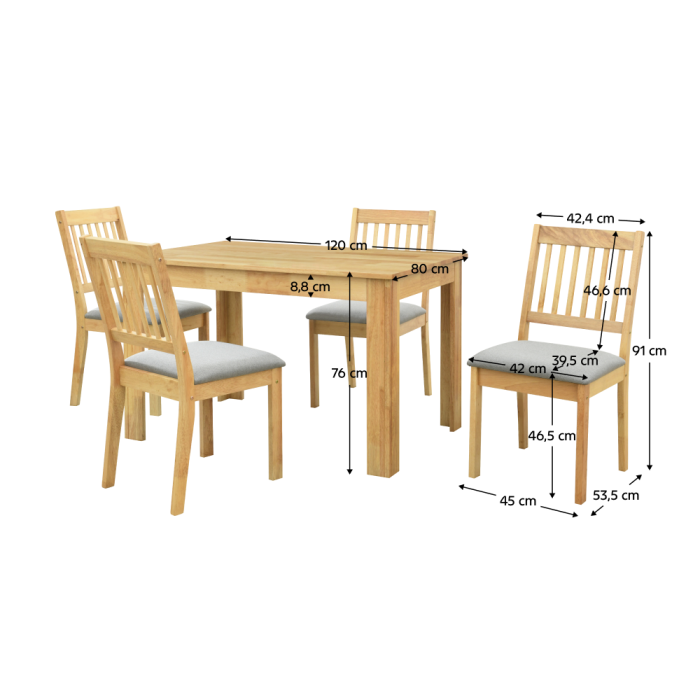 Set de sufragerie 1+4, lemn masiv, natural, TEDRO [4]