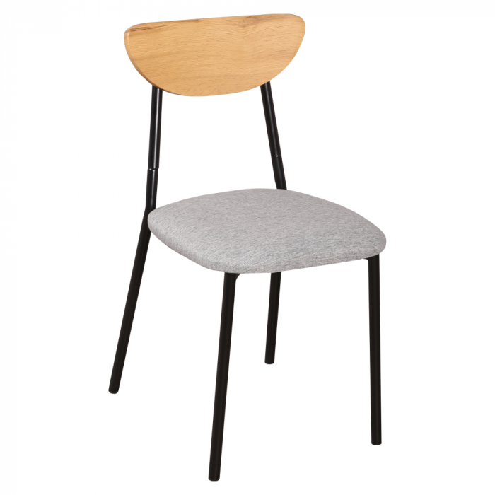 Set de sufragerie 1+4, stejar deschis/gri/negru, MADIO [7]