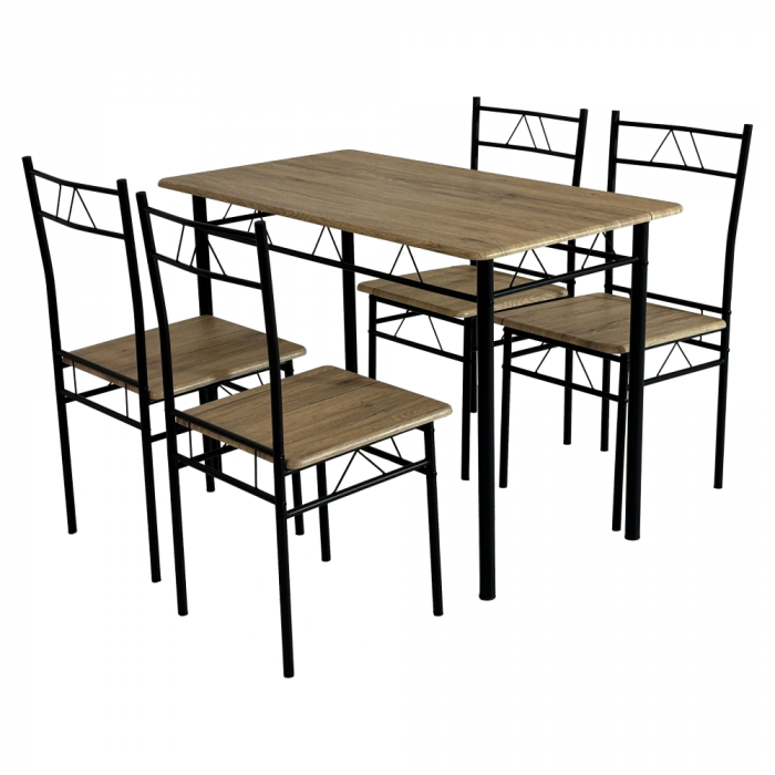 Set de sufragerie 1+4, stejar deschis/negru, PAON [1]