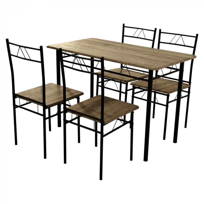 Set de sufragerie 1+4, stejar deschis/negru, PAON [2]