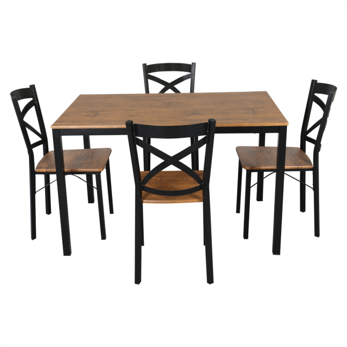 Set de sufragerie 1+4, stejar închis/negru, HAIM [4]