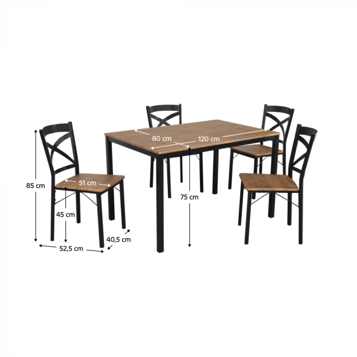 Set de sufragerie 1+4, stejar închis/negru, HAIM [2]