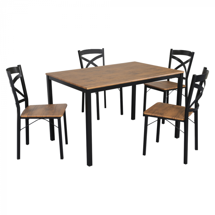 Set de sufragerie 1+4, stejar închis/negru, HAIM [3]