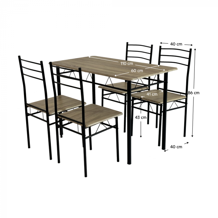 Set de sufragerie 1+4, stejar sonoma/negru, MAKO [5]