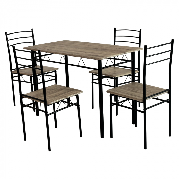 Set de sufragerie 1+4, stejar sonoma/negru, MAKO [6]