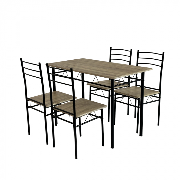 Set de sufragerie 1+4, stejar sonoma/negru, MAKO [1]