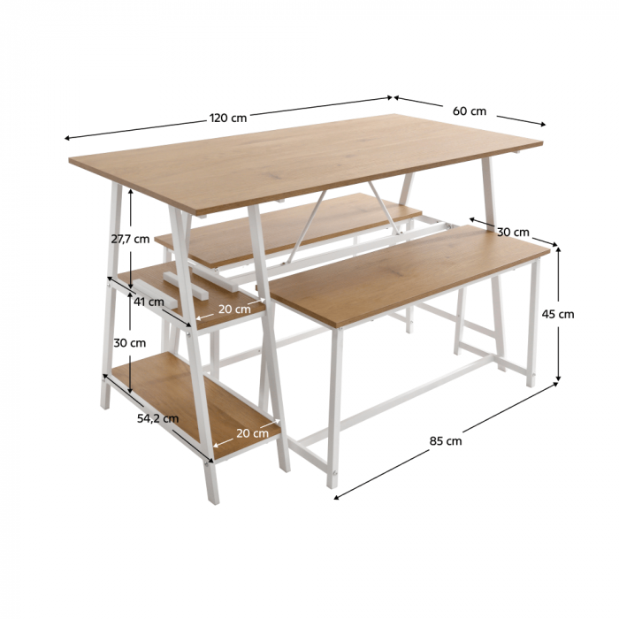 Set dining 1+2, stejar / alb, ZAFAR [11]