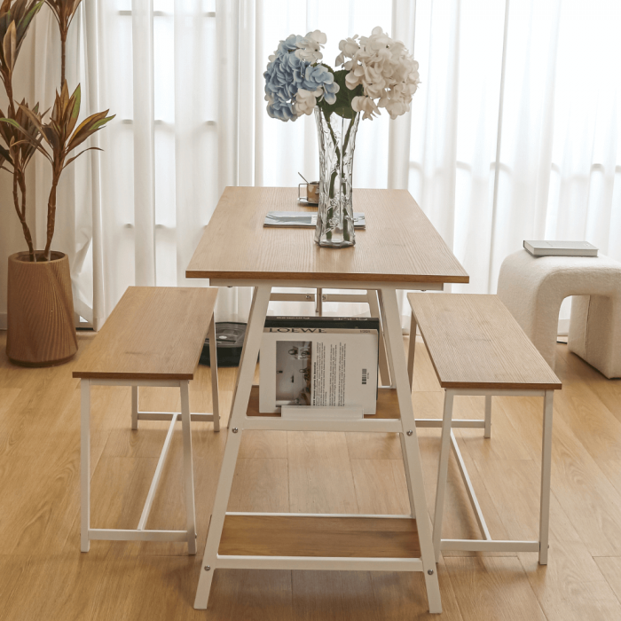Set dining 1+2, stejar / alb, ZAFAR [10]