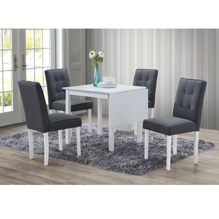 Set dining cu masă extensibilă, albă/gri, BJORK 1+4 [3]