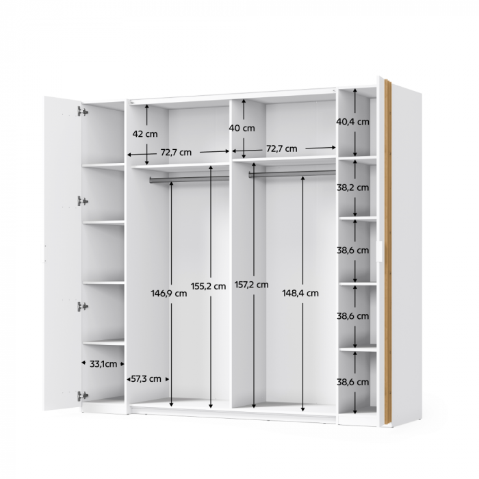 Set dormitor, alb/stejar artisan, 160x200, FLORENS [6]