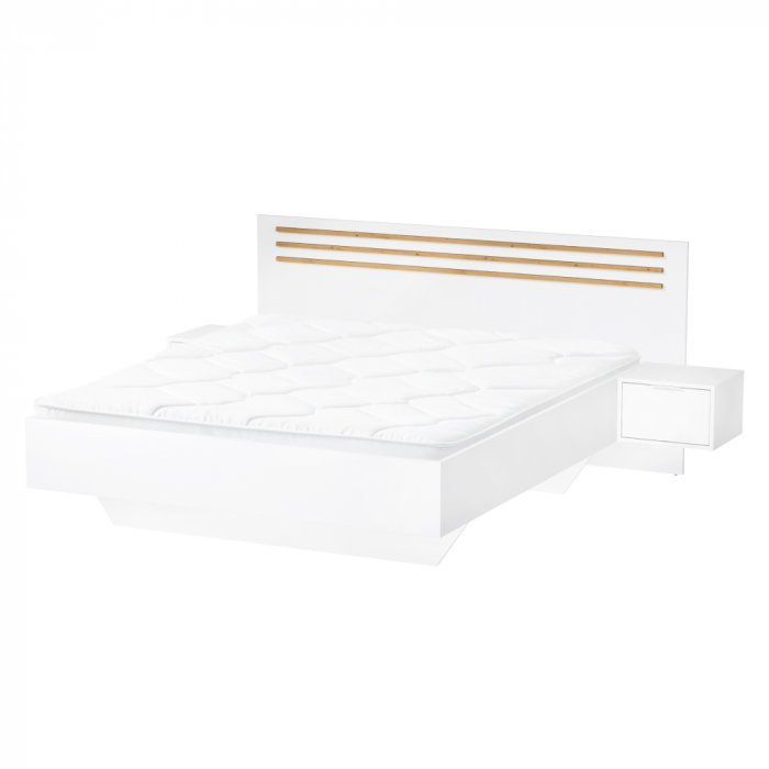 Set dormitor, alb/stejar artisan, 160x200, FLORENS [2]