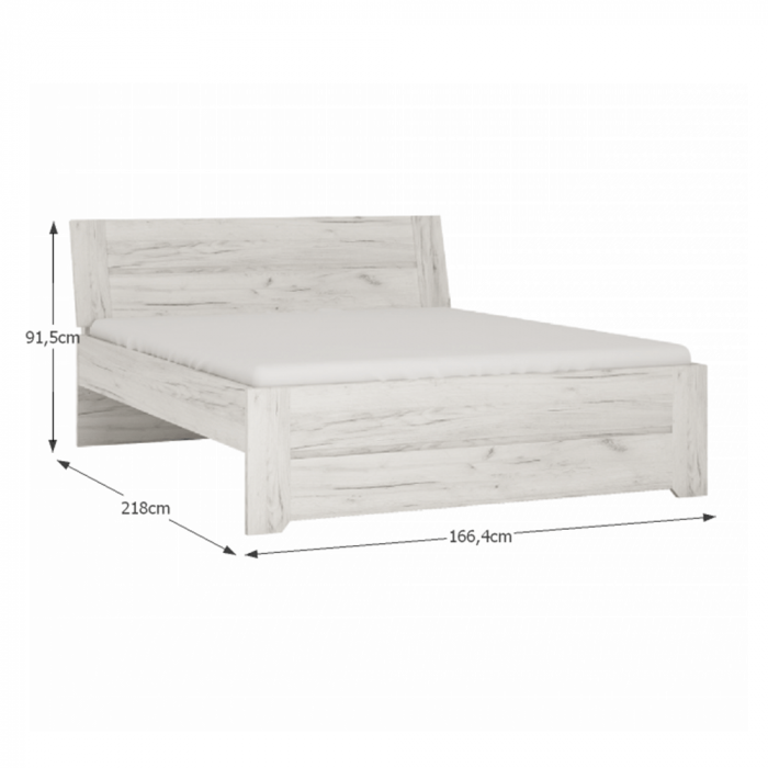 Set dormitor, (dulap, pat 160x200, 2x noptieră), alb craft, ANGEL [3]