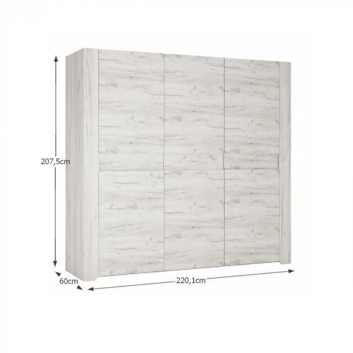 Set dormitor, (dulap, pat 160x200, 2x noptieră), alb craft, ANGEL [2]